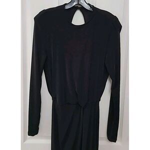 NWT Jluxlabel Black Maxi Dress Long Sleeve Low Back Sheer Slim Fit Size S‎